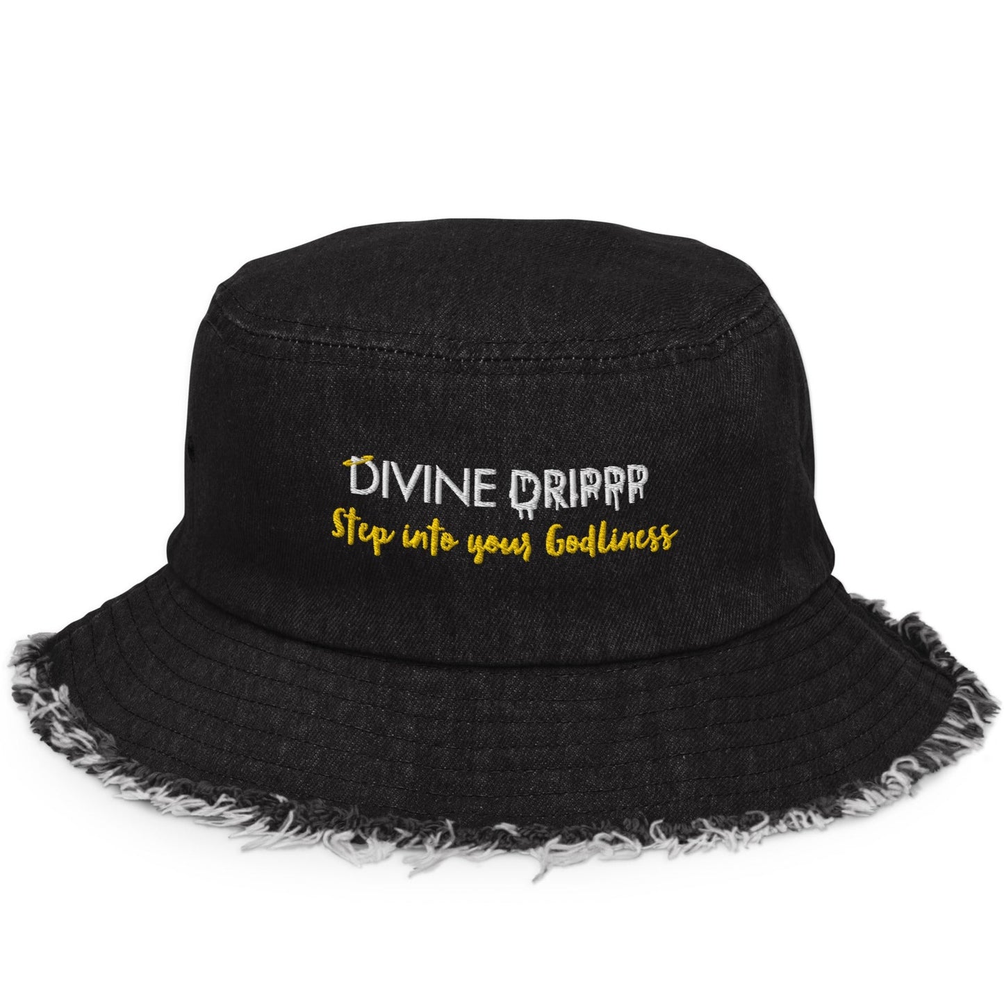 Two-Tone "Distressed Denim" Divine Drippp Bucket Hat