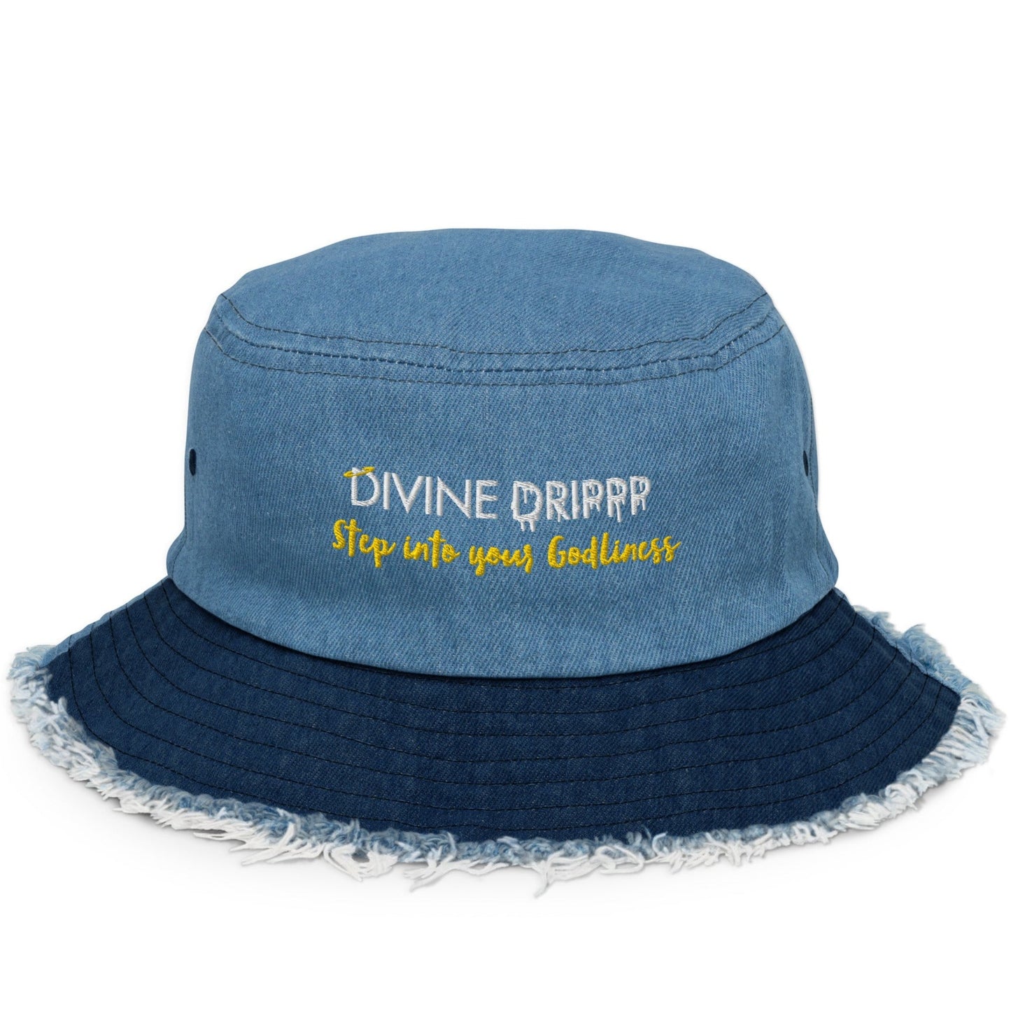 Two-Tone "Distressed Denim" Divine Drippp Bucket Hat